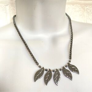 Hematite Beads Leaves Necklace